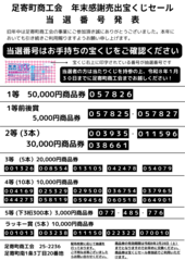 年末感謝売出宝くじセール当選番号発表