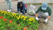 花壇除草作業への協力を行いました。